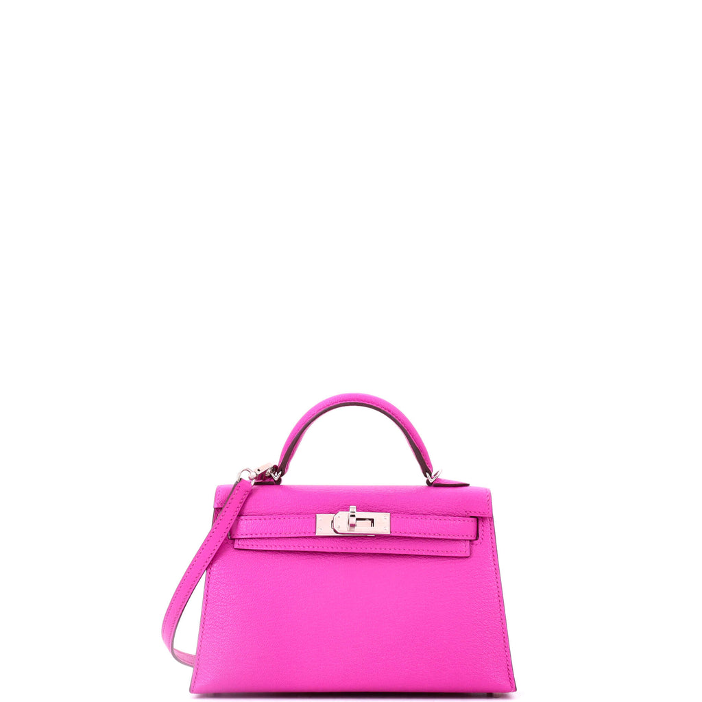 Kelly Mini II Bag Rose Pourpre Chevre Mysore with Palladium Hardware 20