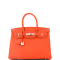 Birkin Handbag Feu Togo with Palladium Hardware 30