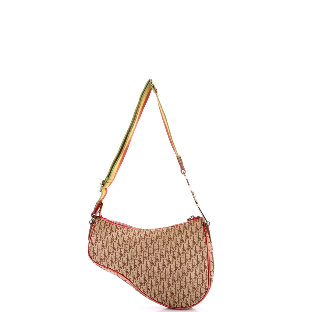 Vintage Rasta Saddle Zip Bag Diorissimo Canvas Small