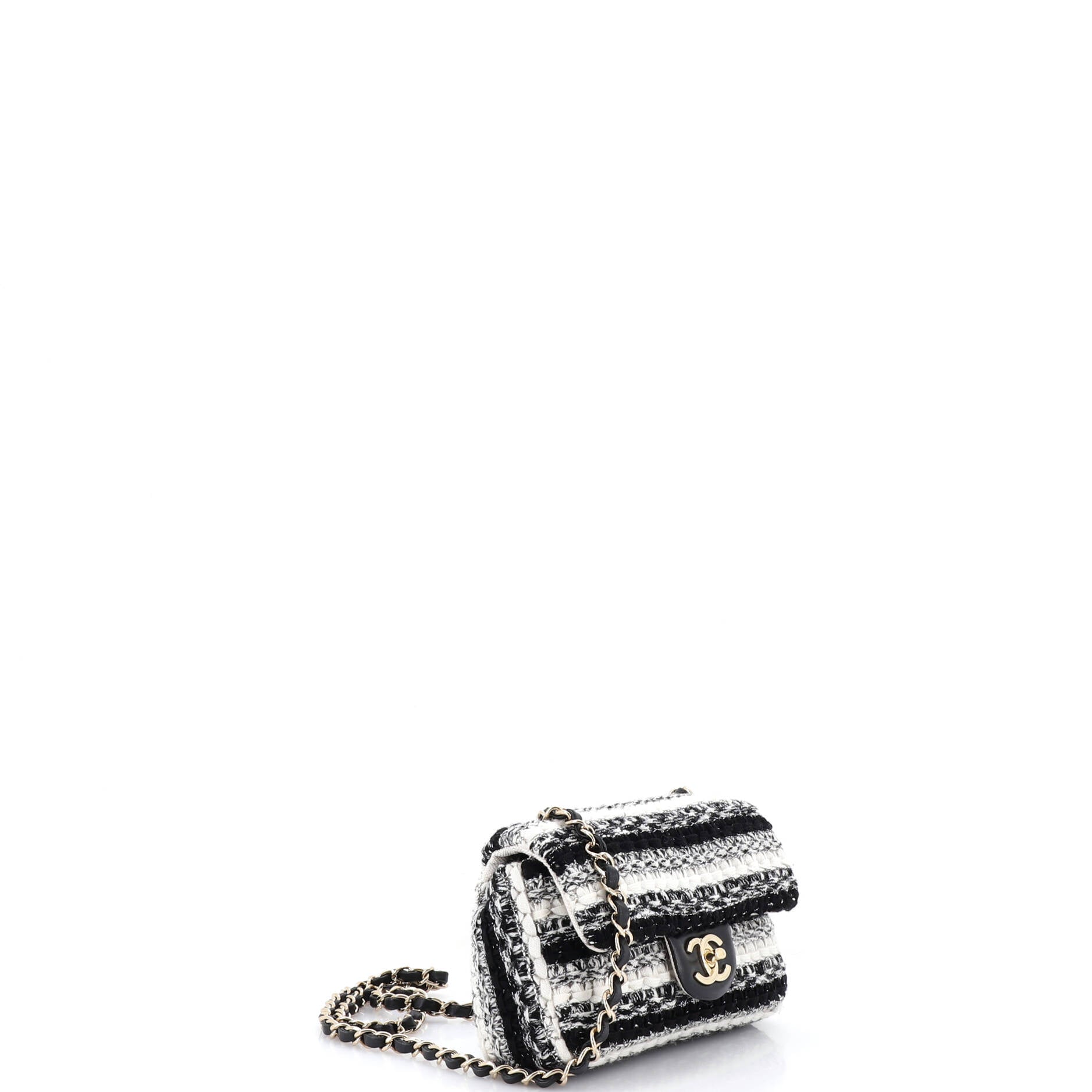 Classic Single Flap Bag Braided Quilted Tweed Mini
