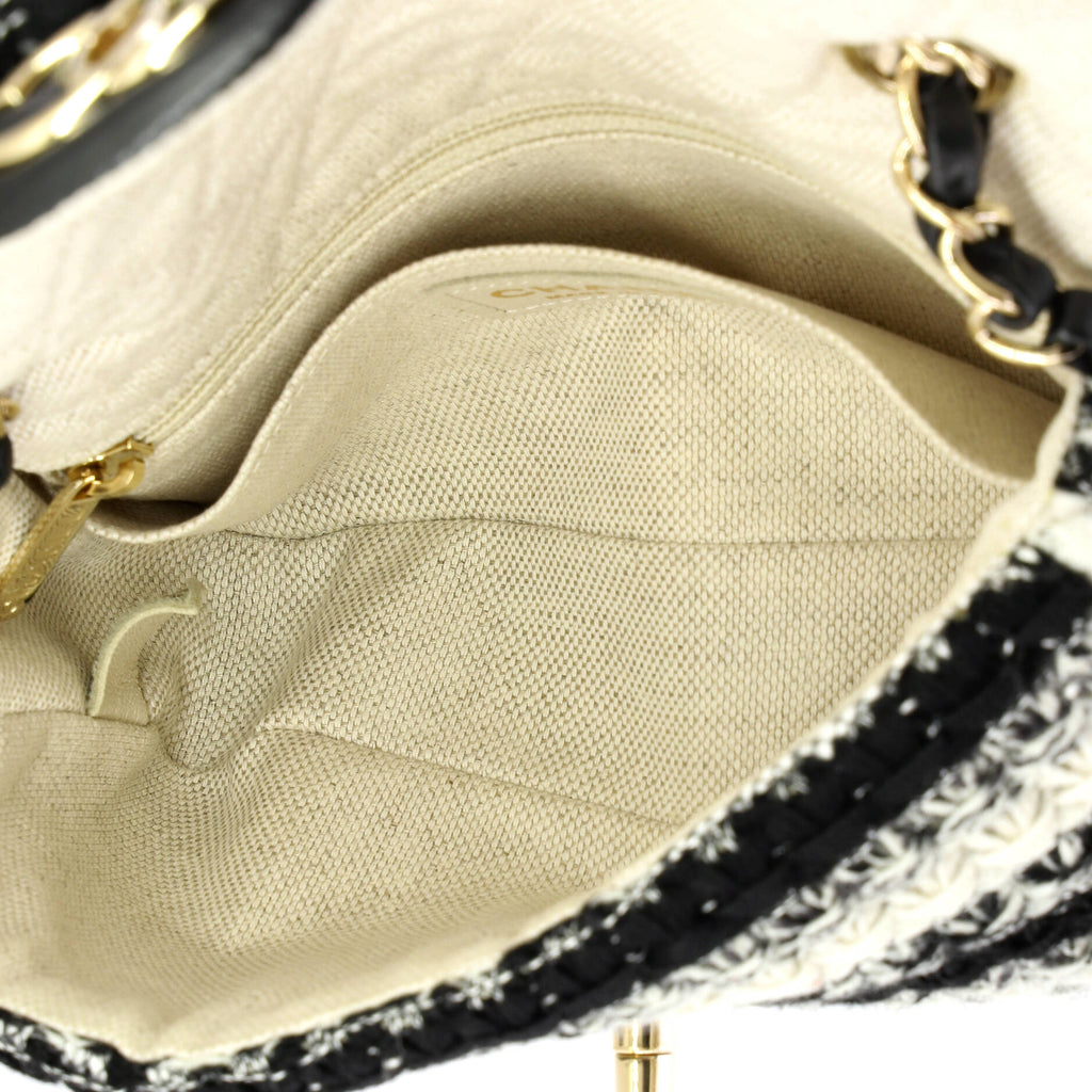 Classic Single Flap Bag Braided Quilted Tweed Mini