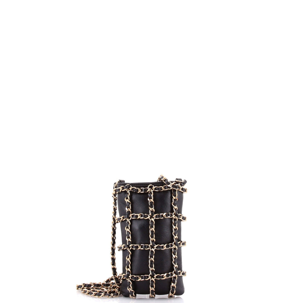 Tech Me Out Medallion Clutch With Chain Lambskin