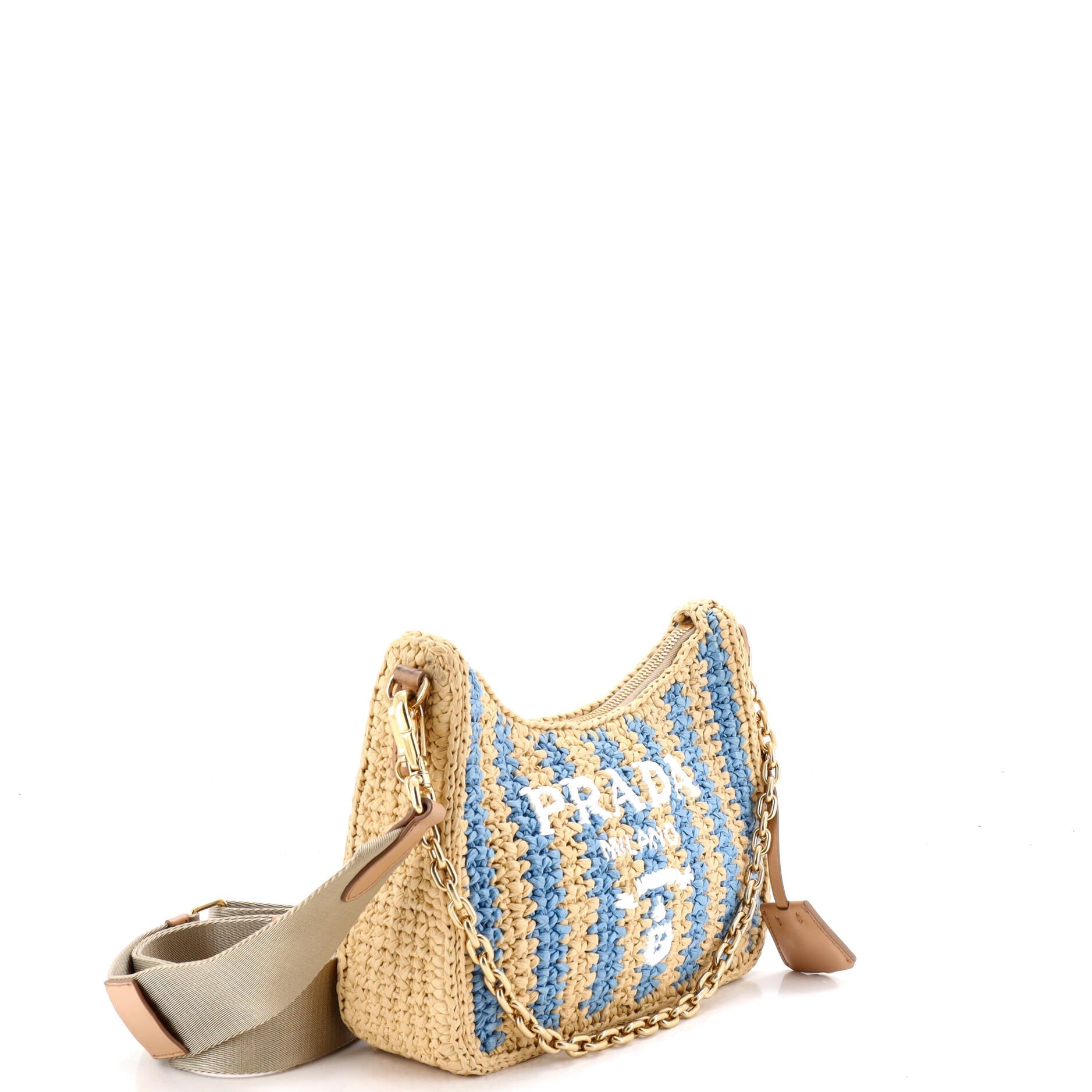 Re-Edition 2005 Shoulder Bag Striped Raffia Small