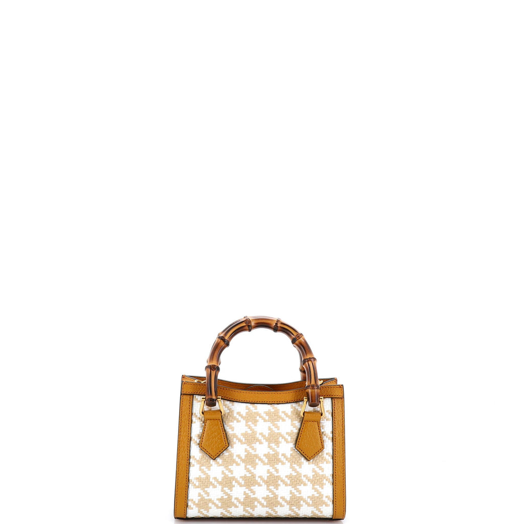 Diana NM Bamboo Handle Tote Houndstooth Raffia Mini