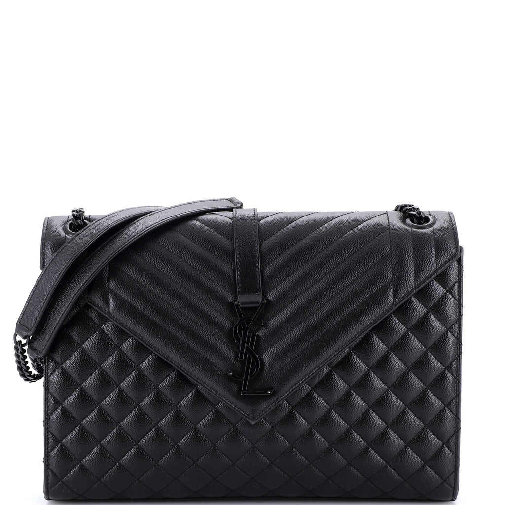 Classic Monogram Envelope Satchel Mixed Matelasse Leather Large