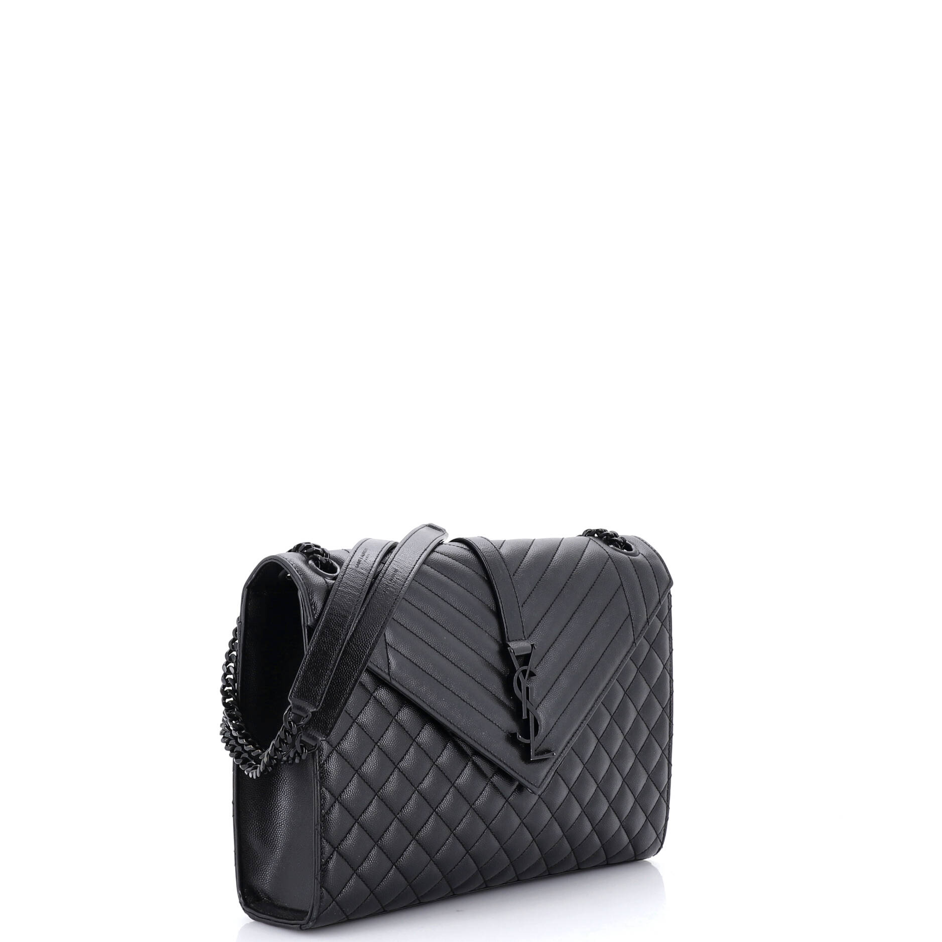 Classic Monogram Envelope Satchel Mixed Matelasse Leather Large