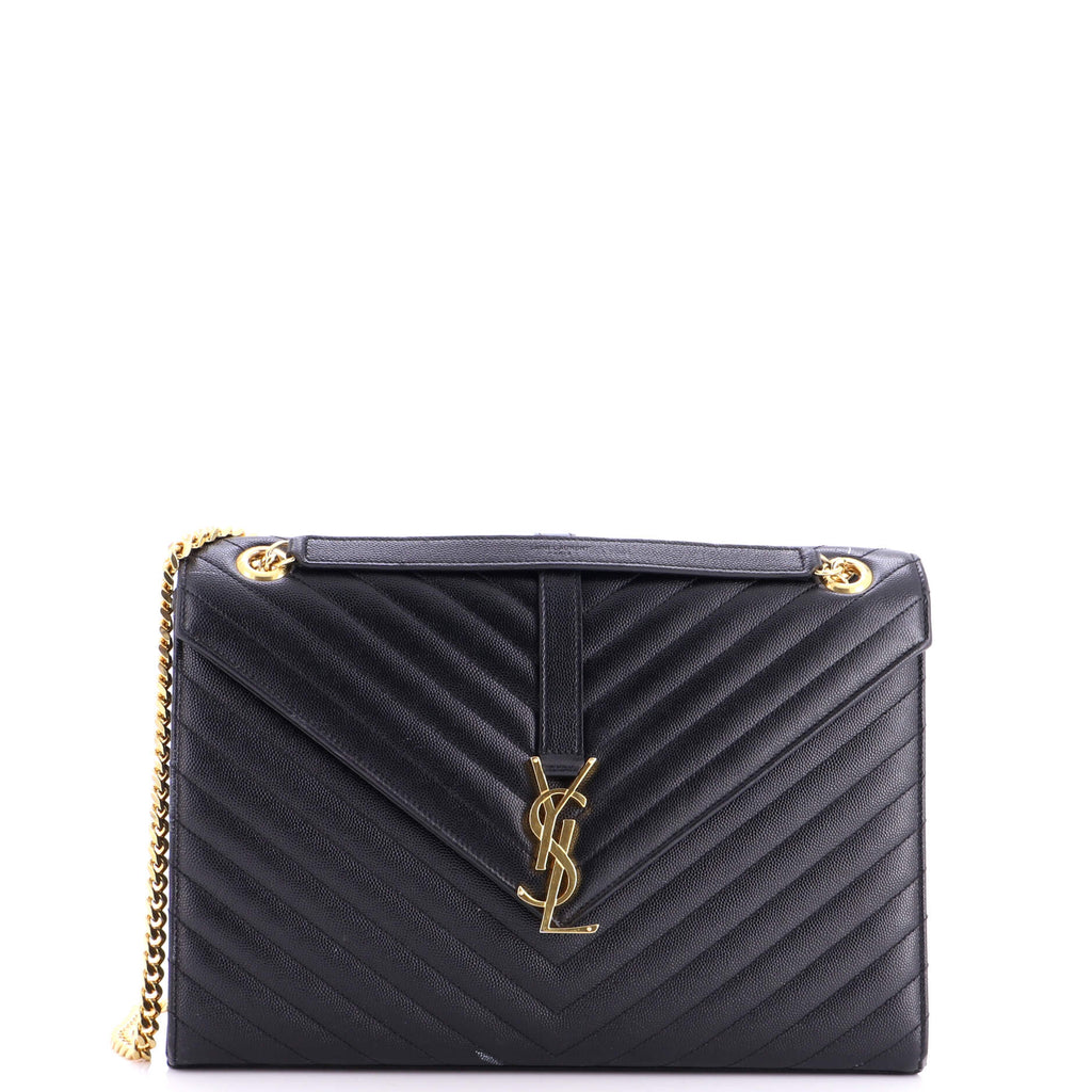 Classic Monogram Envelope Satchel Matelasse Chevron Leather Large
