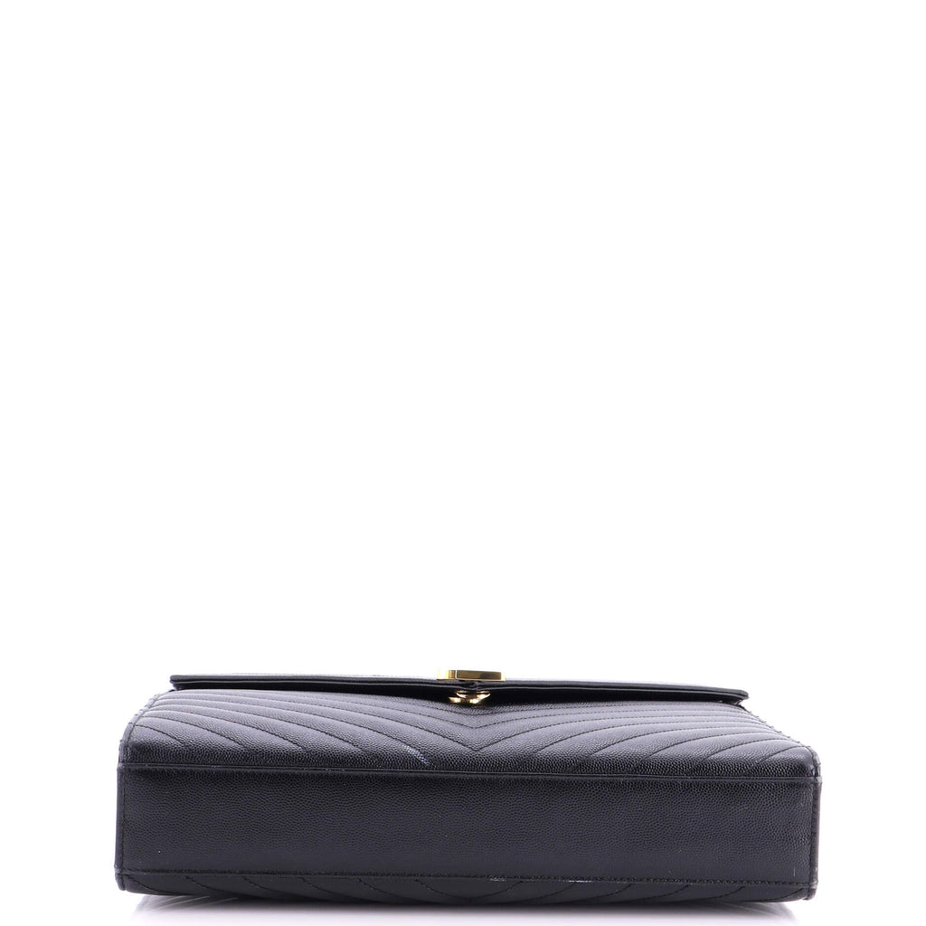 Classic Monogram Envelope Satchel Matelasse Chevron Leather Large