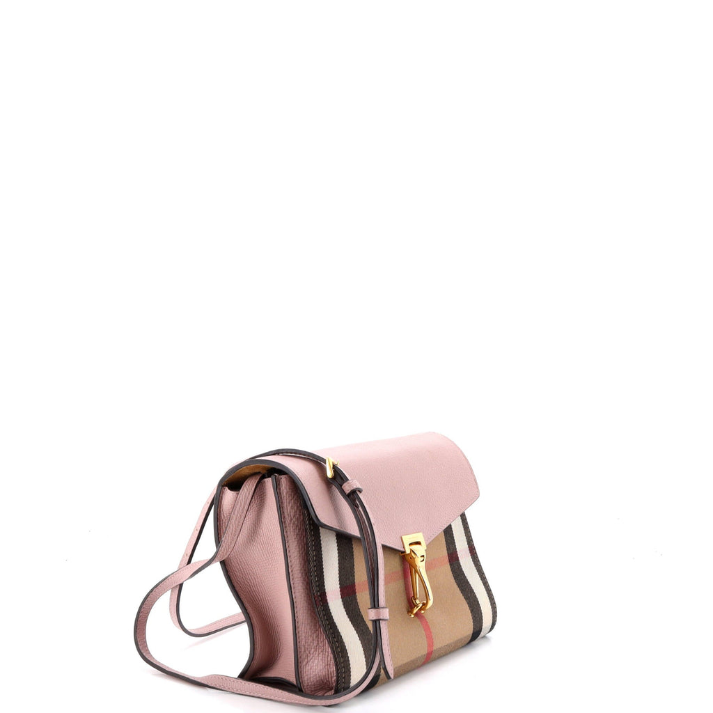 Macken Crossbody Bag Leather and House Check Canvas Small