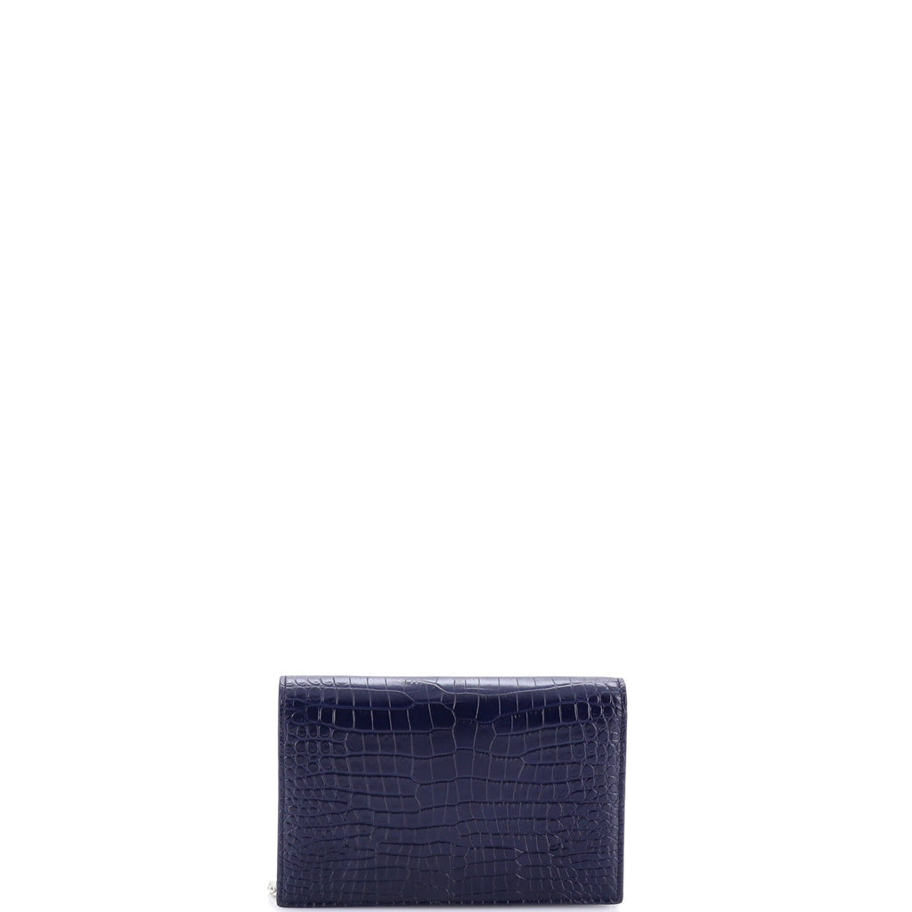 Classic Monogram Tassel Chain Wallet Crocodile Embossed Leather