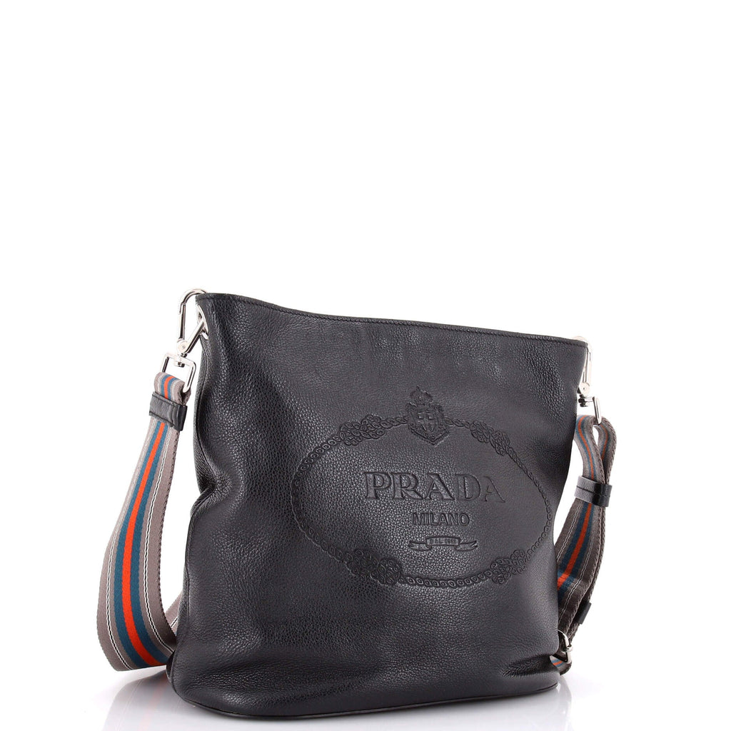 Logo Bucket Messenger Bag Vitello Phenix Medium
