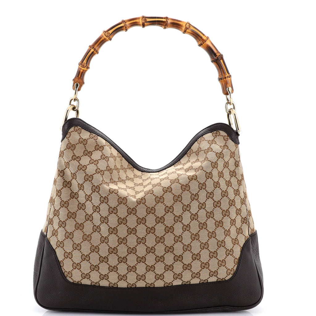 Diana Bamboo Shoulder Bag GG Canvas Medium