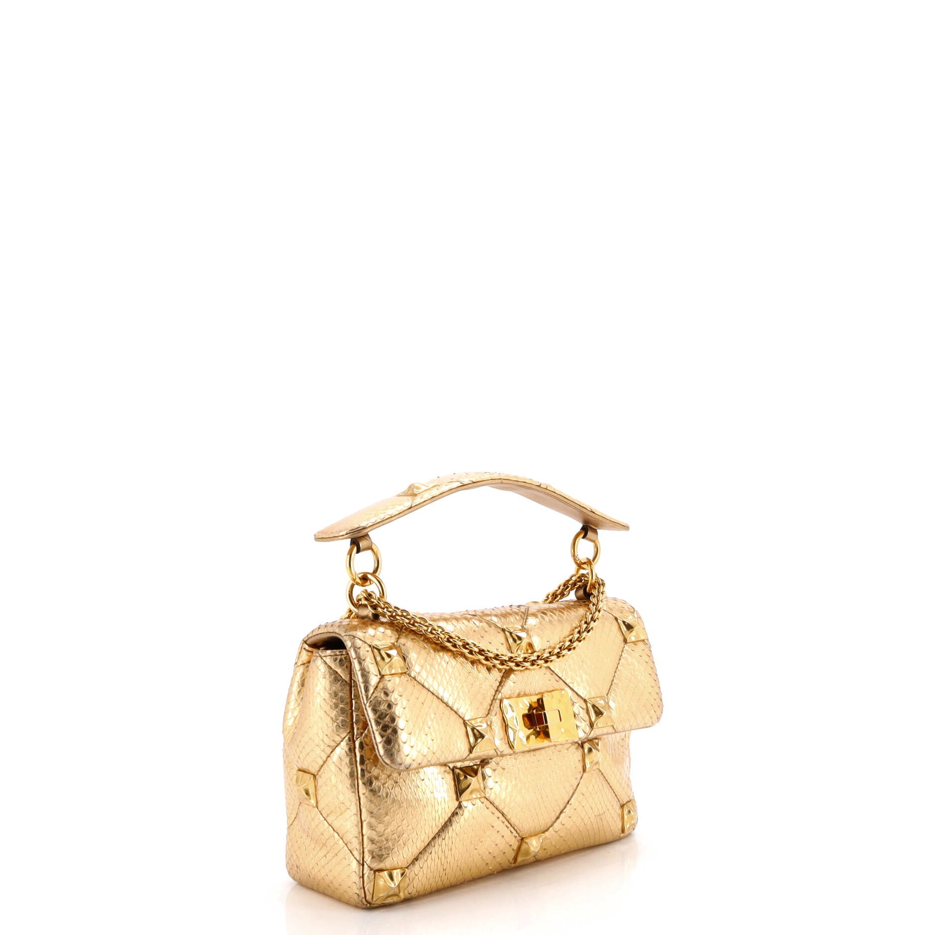 Roman Stud Flap Bag Quilted Leather Large