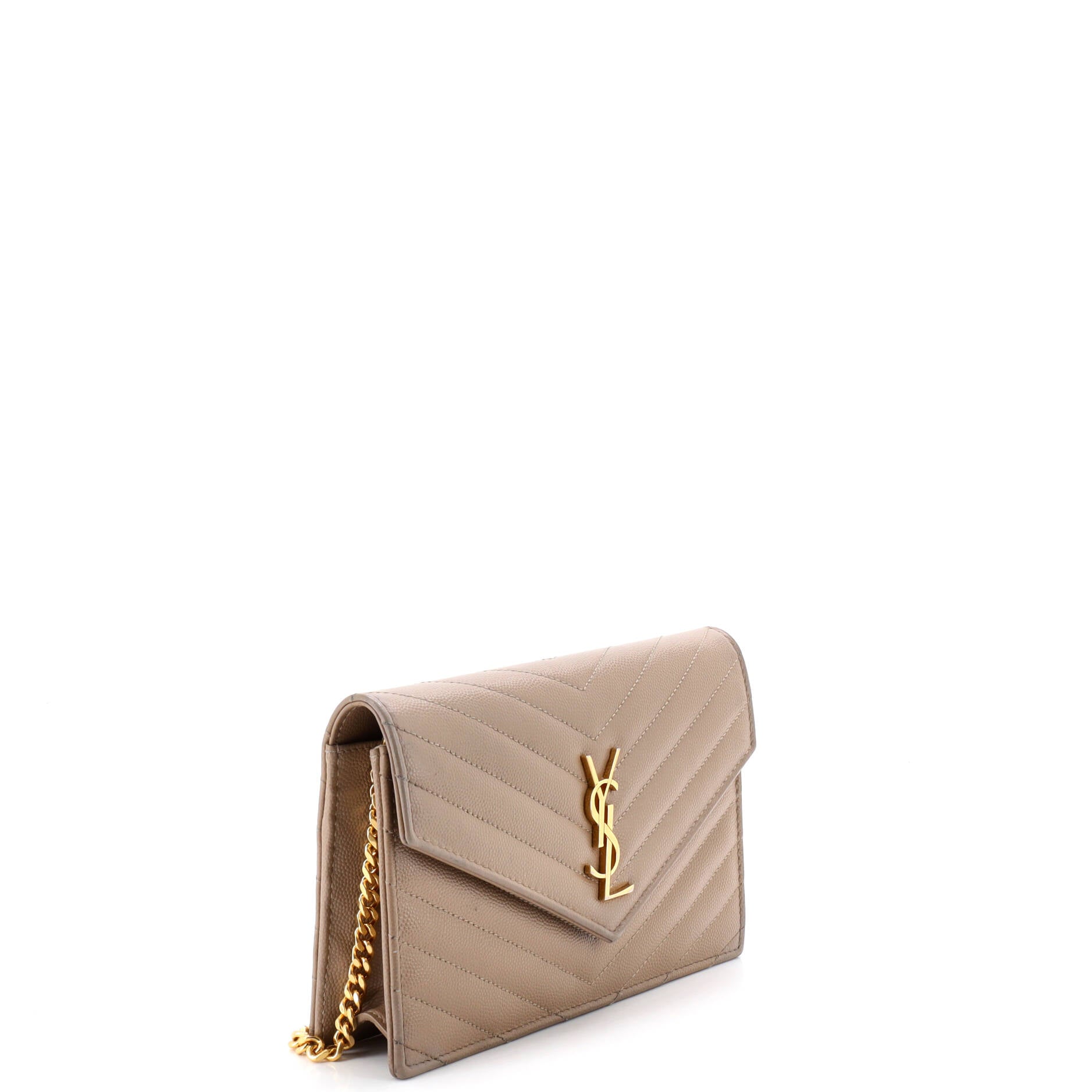 Classic Monogram Wallet on Chain Matelasse Chevron Leather Small