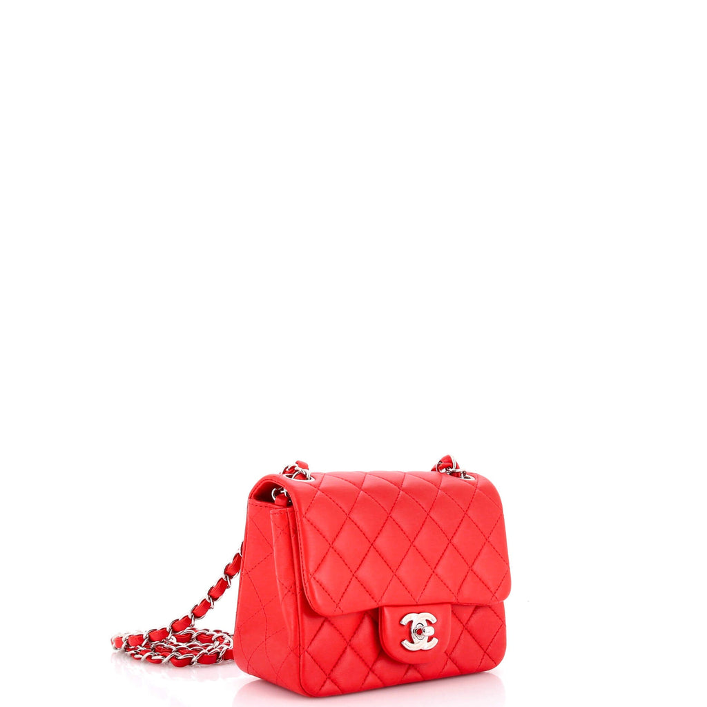 Square Classic Single Flap Bag Quilted Lambskin Mini