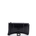 Hourglass Chain Wallet Crocodile Embossed Leather