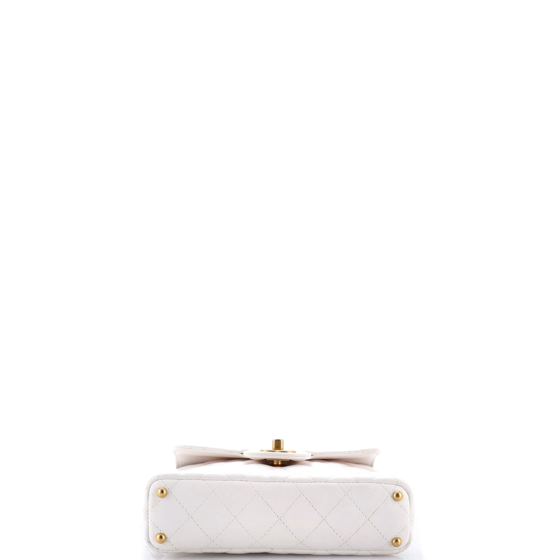 CC Top Handle Flap Bag Quilted Lambskin Small
