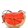 Gate Shoulder Bag Leather with Raffia Small
