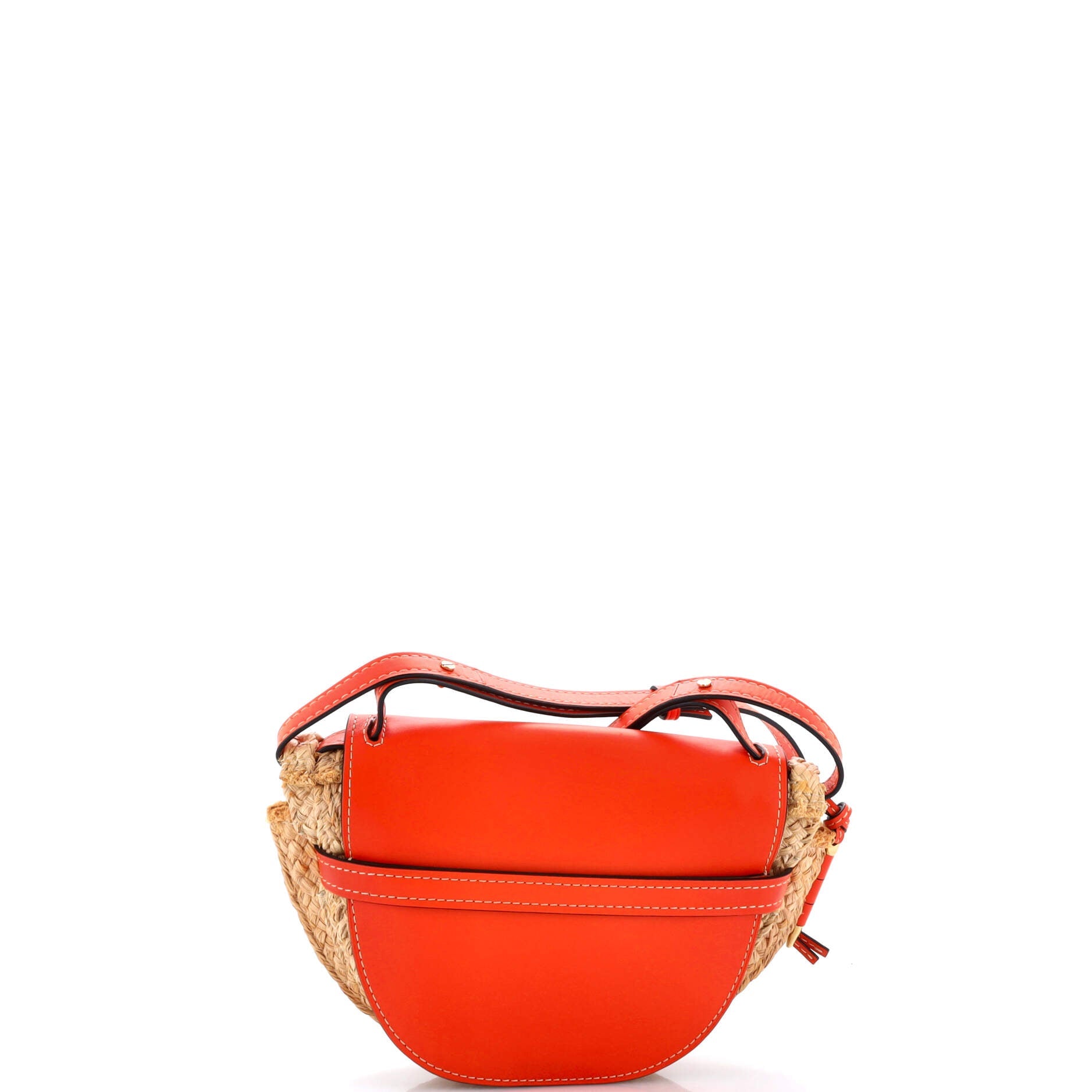 Gate Shoulder Bag Leather with Raffia Small