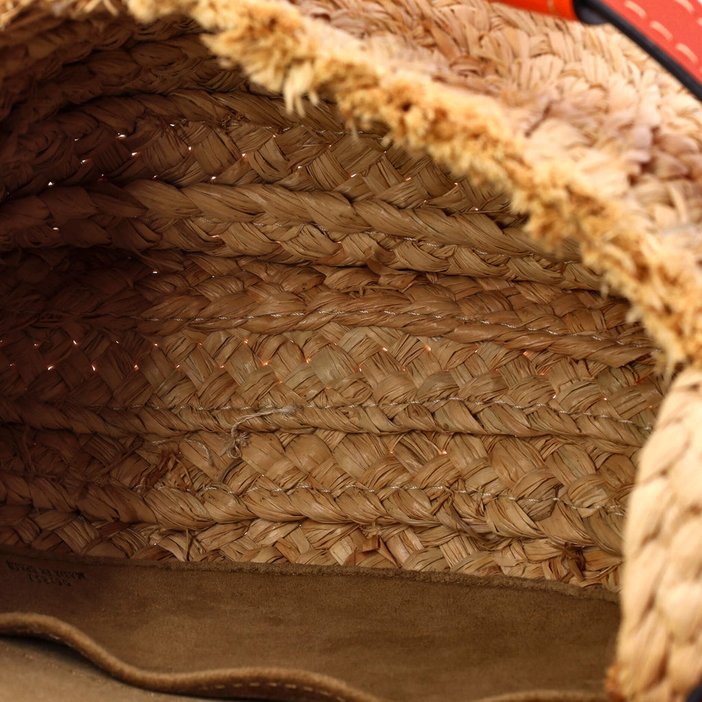 Gate Shoulder Bag Leather with Raffia Small