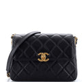 CC Turnlock Chain Flap Bag Quilted Caviar Large