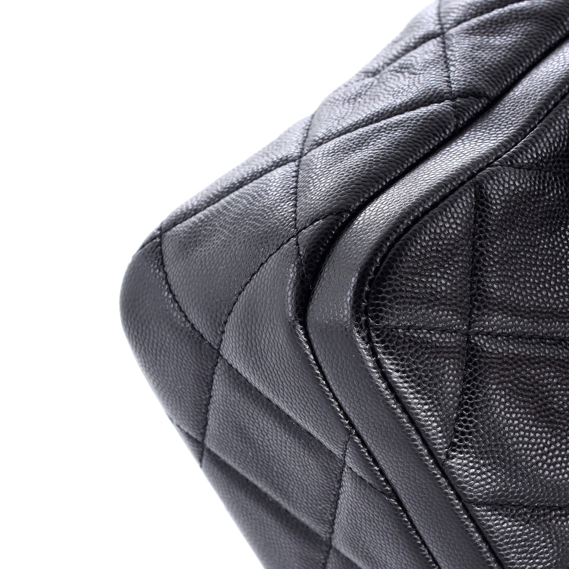 CC Turnlock Chain Flap Bag Quilted Caviar Large