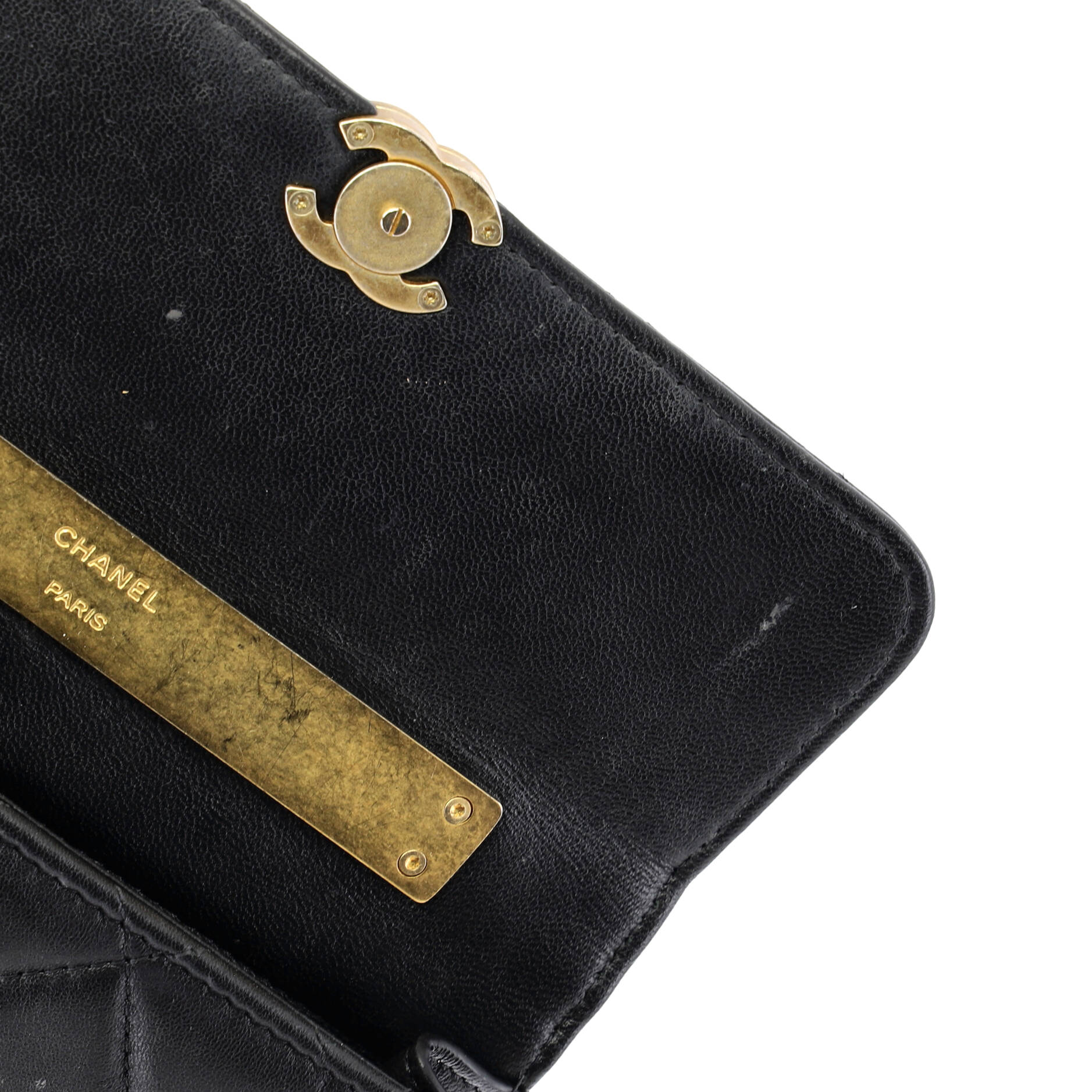 Top Handle Phone Holder with Chain Quilted Lambskin with Enamel