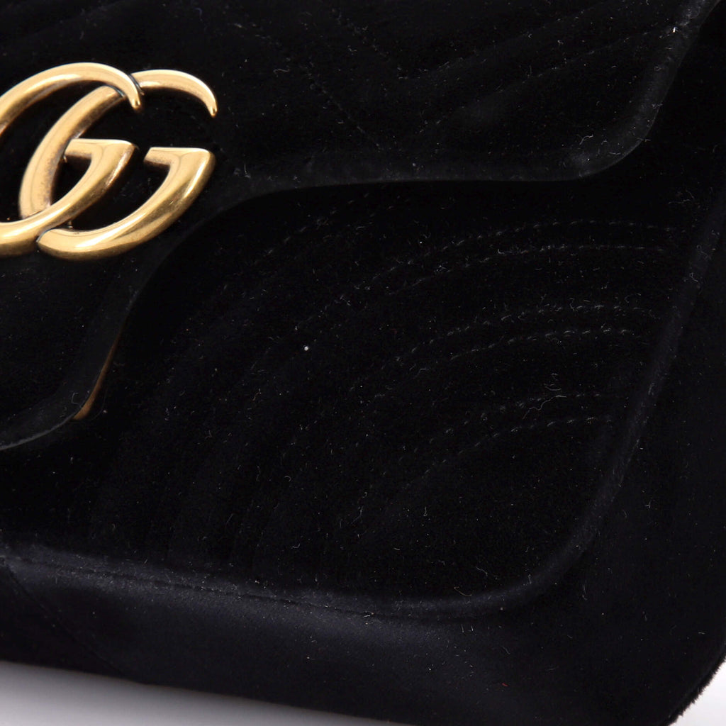 GG Marmont Flap Bag Matelasse Velvet Mini