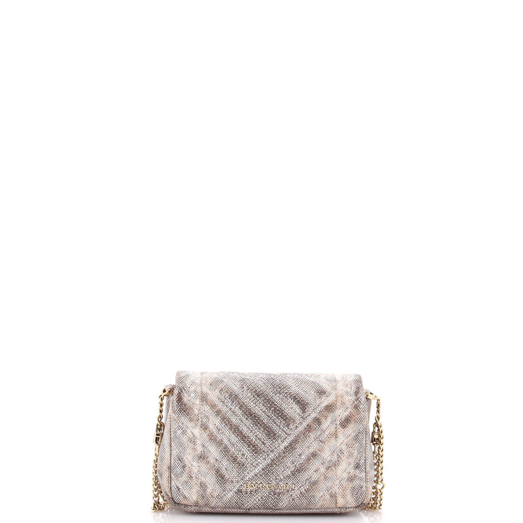 Serpenti Cabochon Shoulder Bag Diagonal Quilted Metallic Karung Small