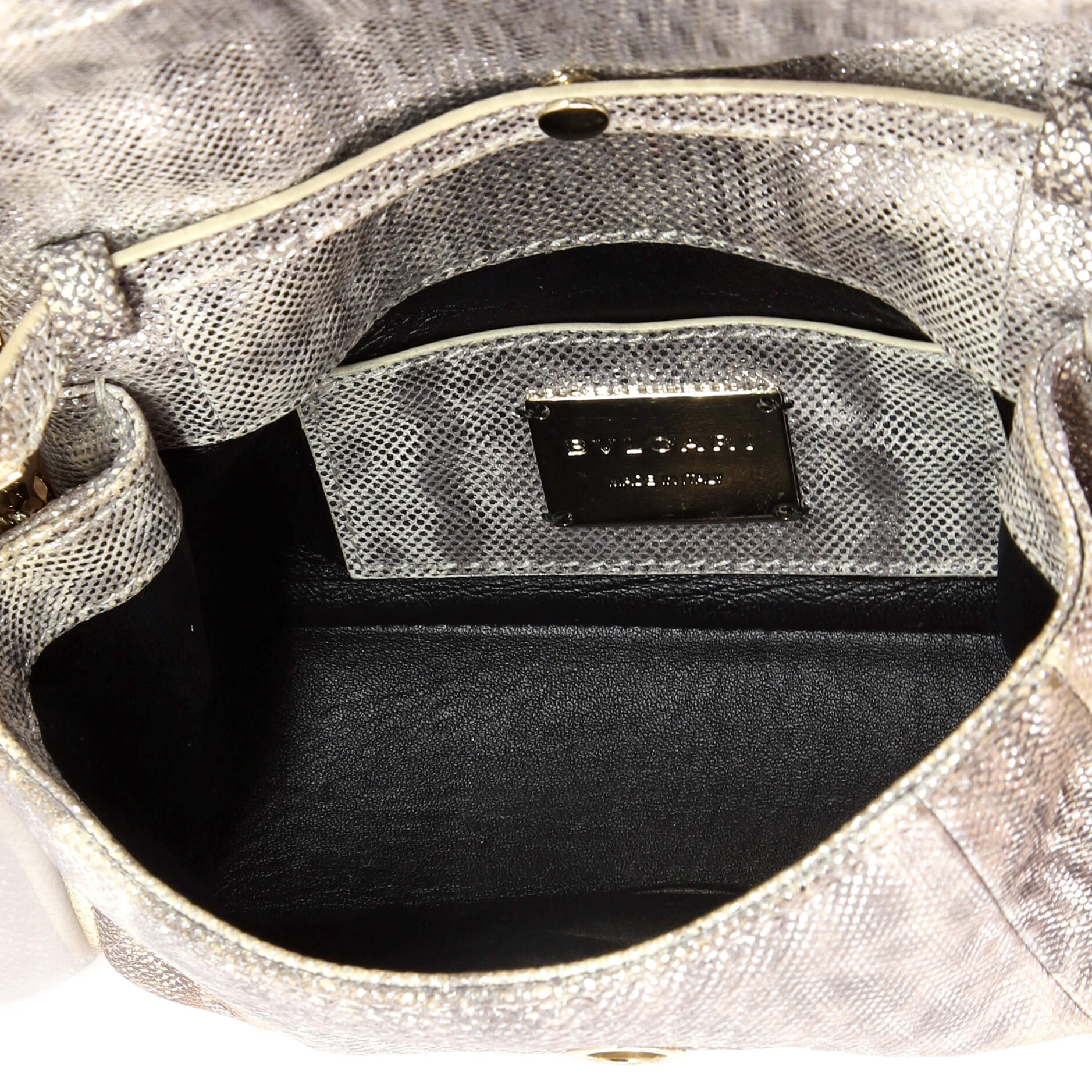 Serpenti Cabochon Shoulder Bag Diagonal Quilted Metallic Karung Small