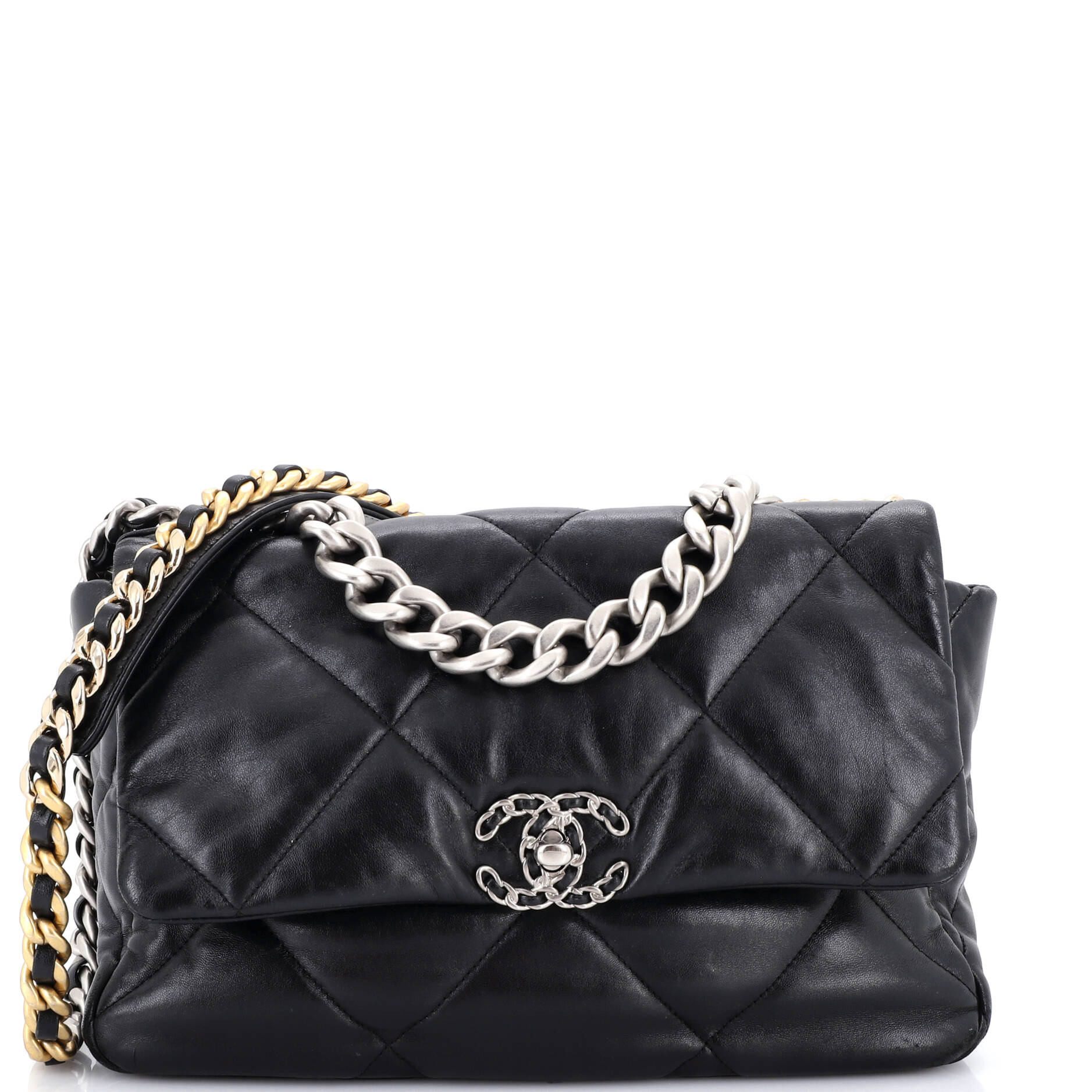 19 Flap Bag Quilted Leather Large