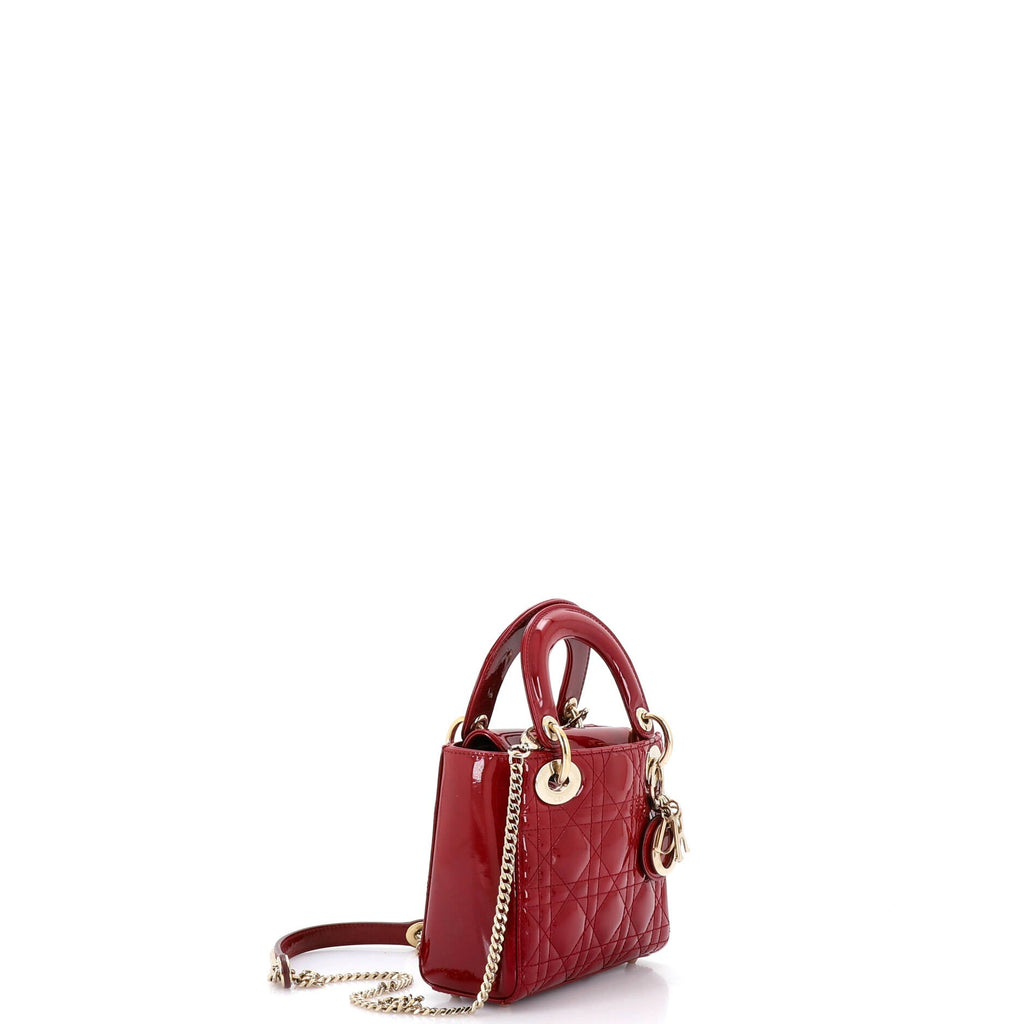 Lady Dior Chain Bag Cannage Quilt Patent Mini