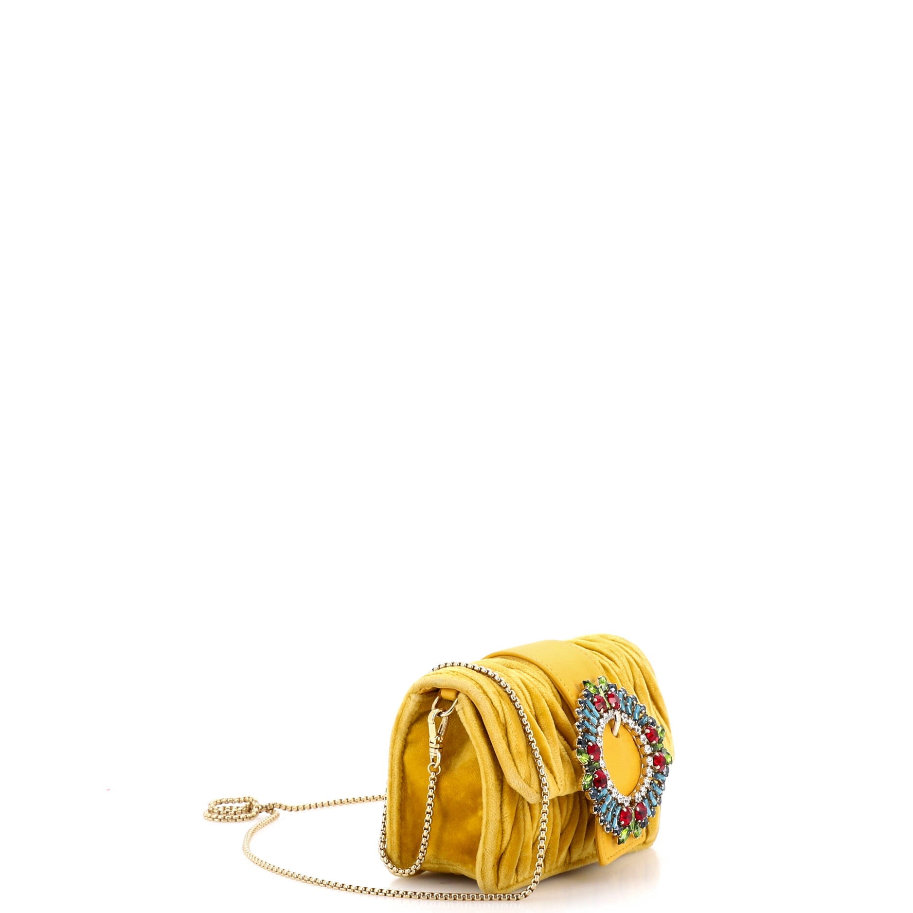 Crystal Buckle Chain Crossbody Bag Embellished Matelasse Velvet Small