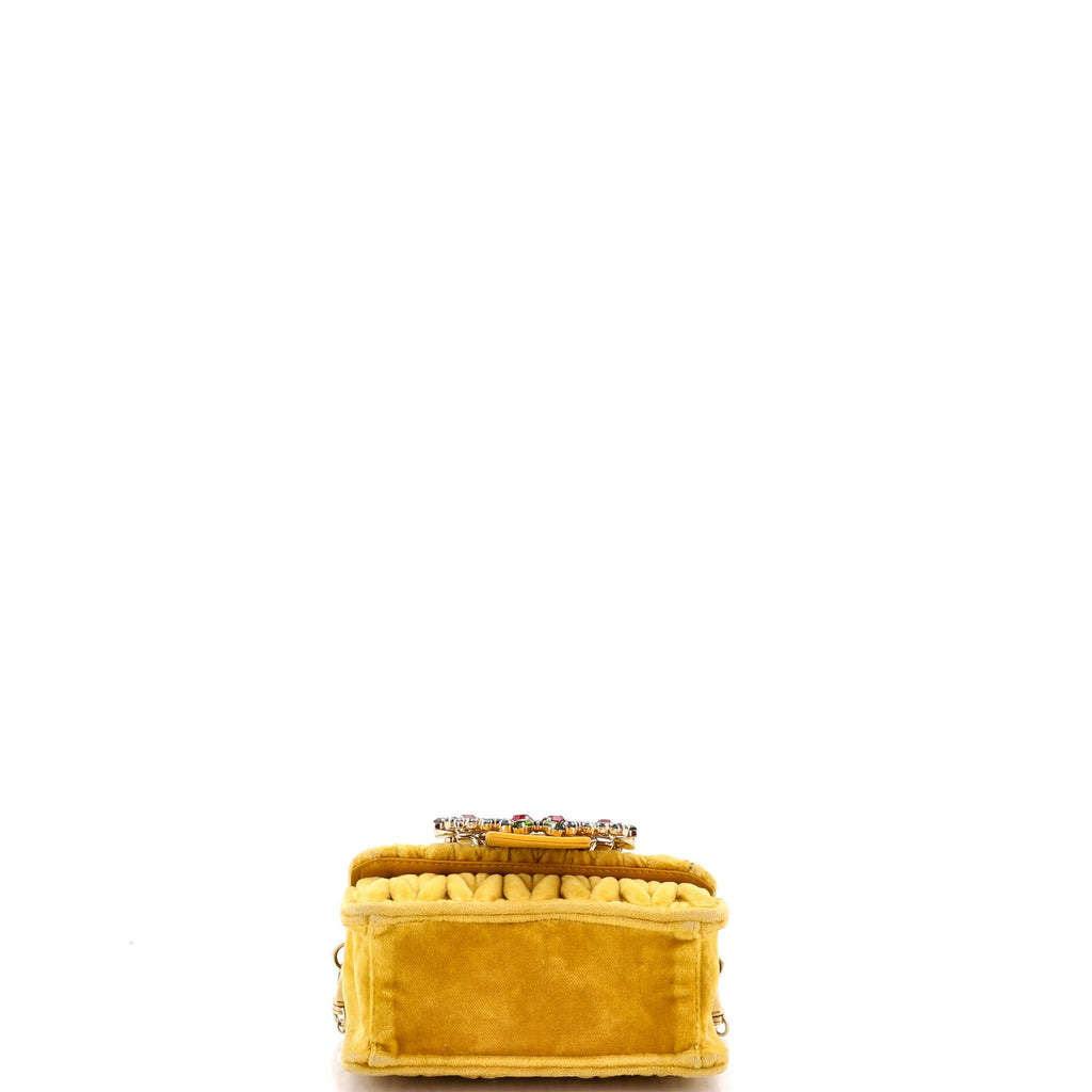 Crystal Buckle Chain Crossbody Bag Embellished Matelasse Velvet Small