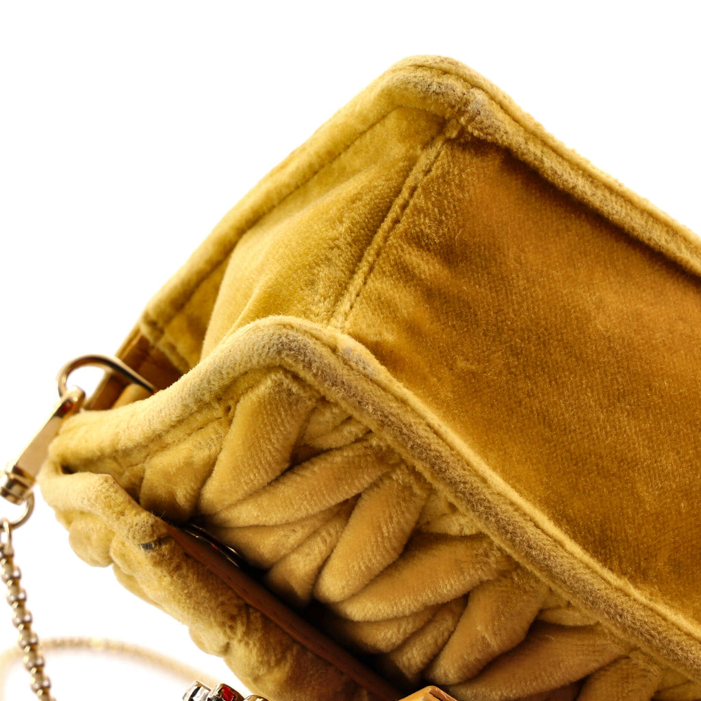 Crystal Buckle Chain Crossbody Bag Embellished Matelasse Velvet Small