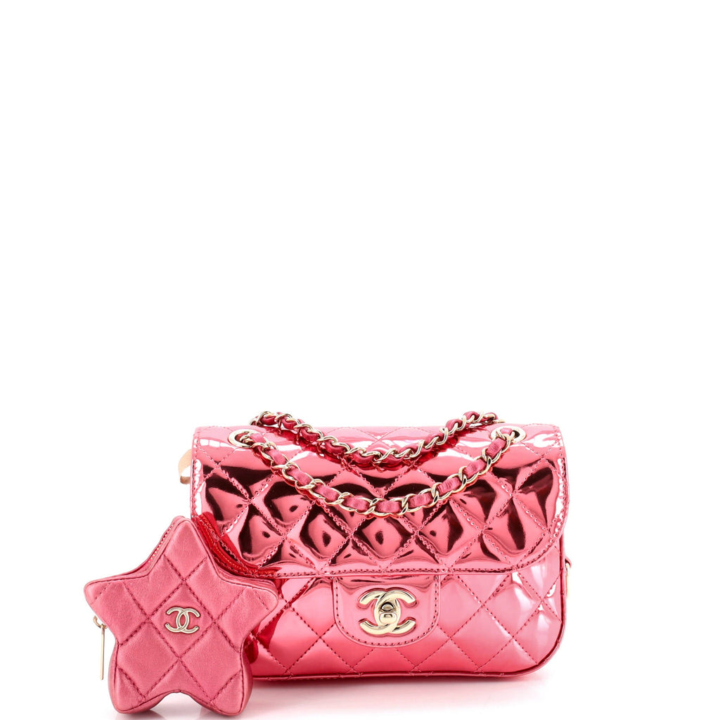 Hollywood Boulevard Flap Bag with Star Coin Purse Quilted Metallic Leather Mini