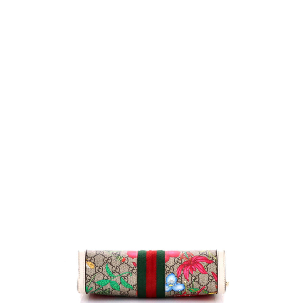 Ophidia Chain Shoulder Bag Flora GG Coated Canvas Small