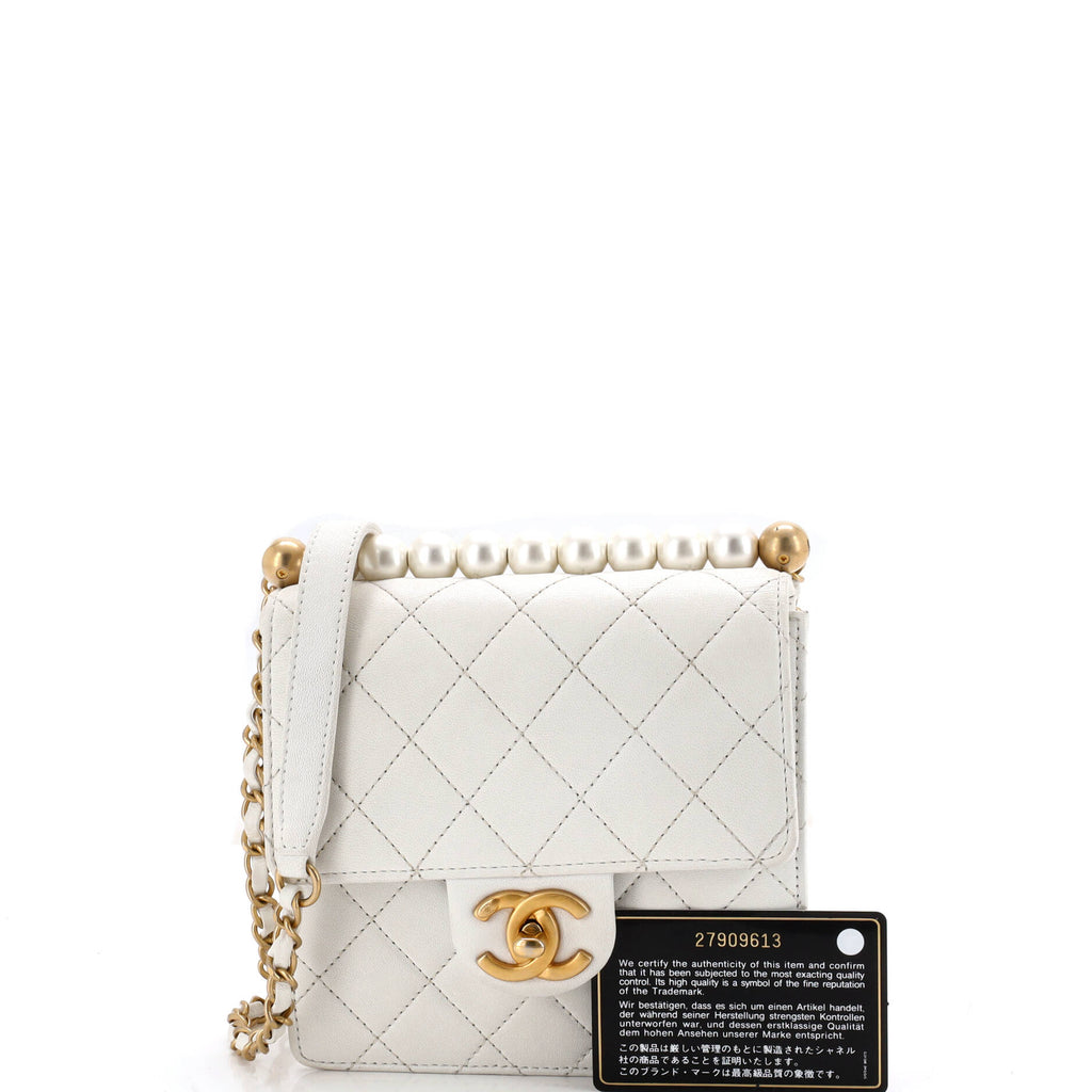 Chic Pearls Flap Bag Quilted Goatskin Mini