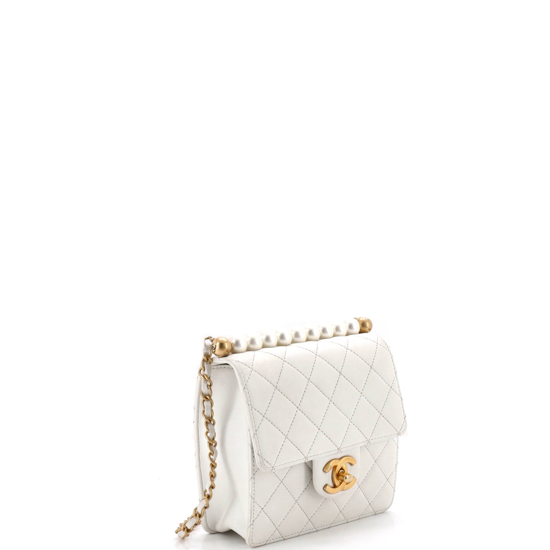 Chic Pearls Flap Bag Quilted Goatskin Mini