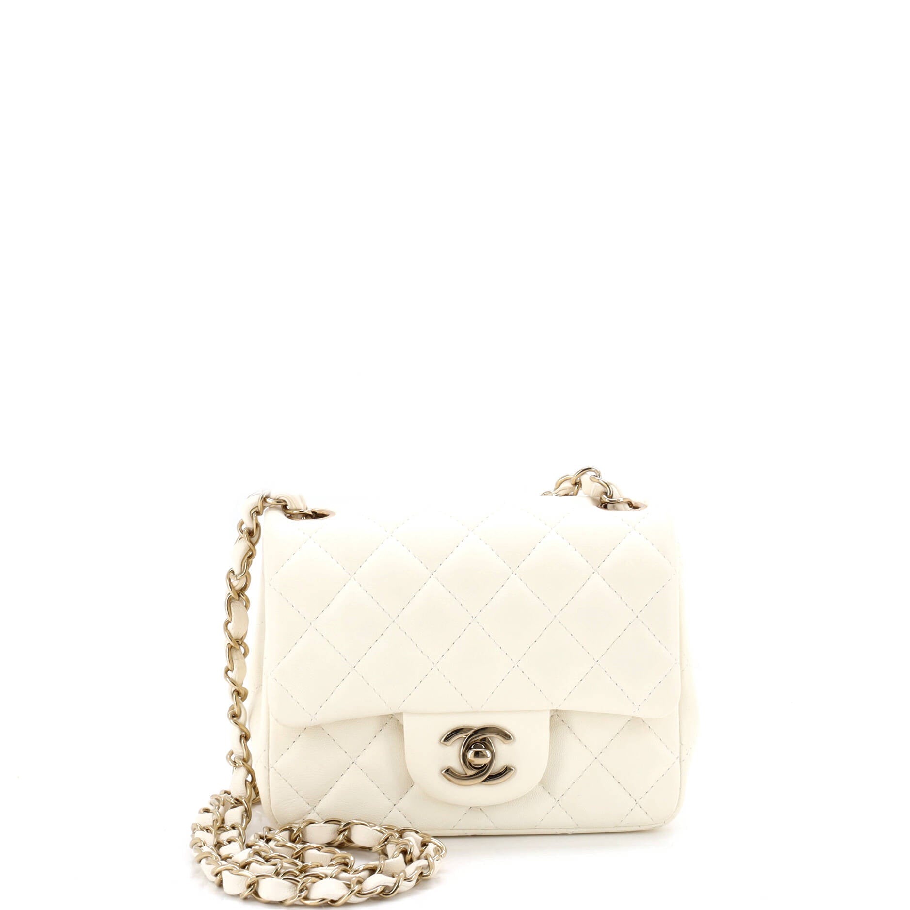 Square Classic Single Flap Bag Quilted Lambskin Mini