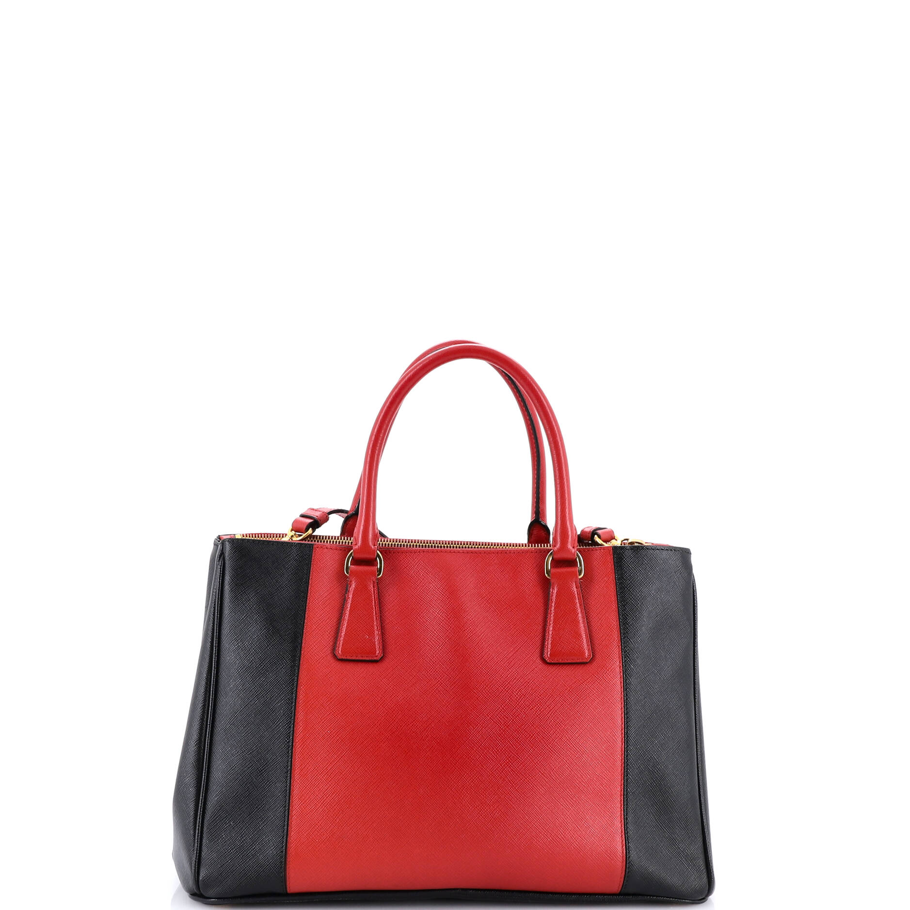Bicolor Double Zip Lux Tote Saffiano Leather Medium
