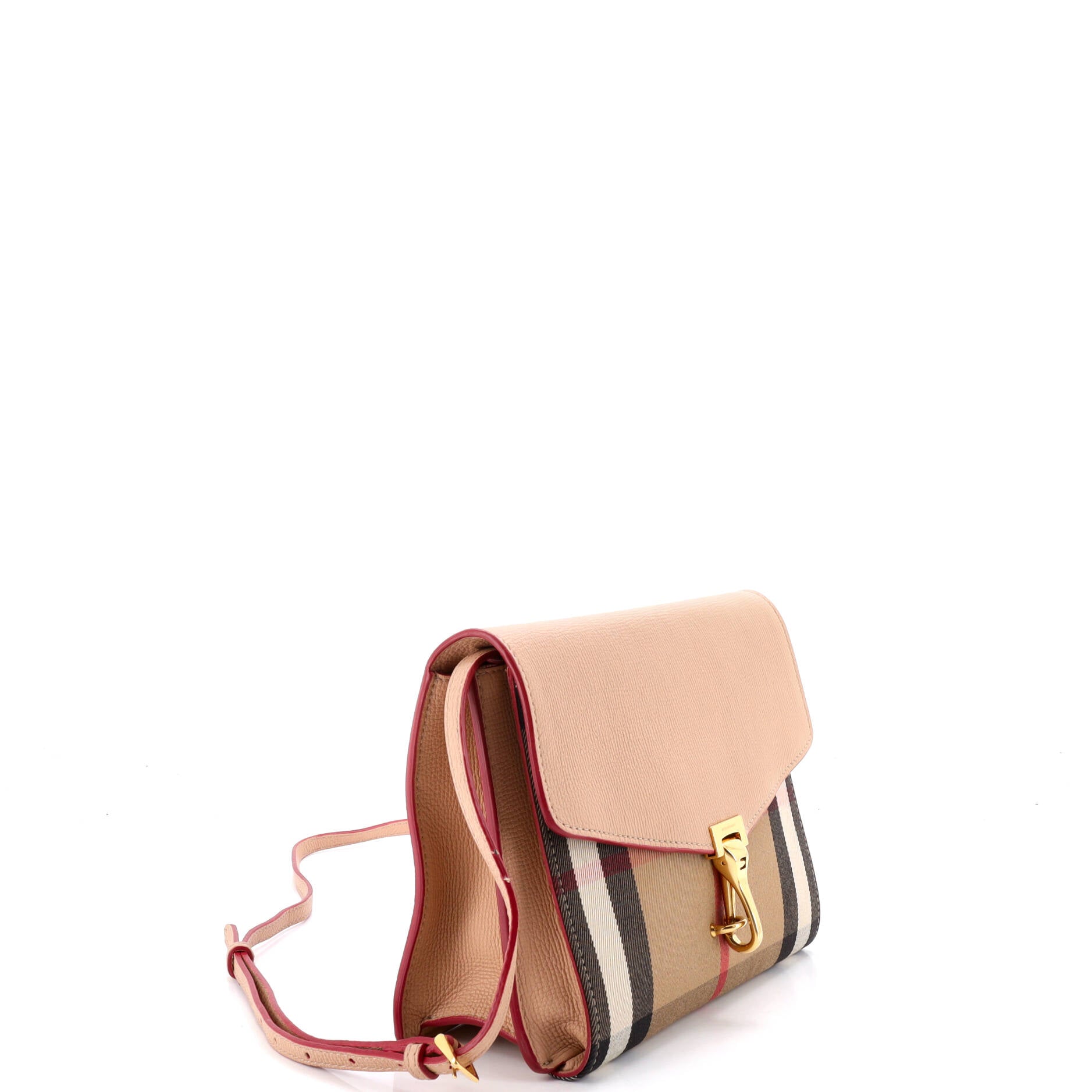 Macken Crossbody Bag Leather and House Check Canvas Small