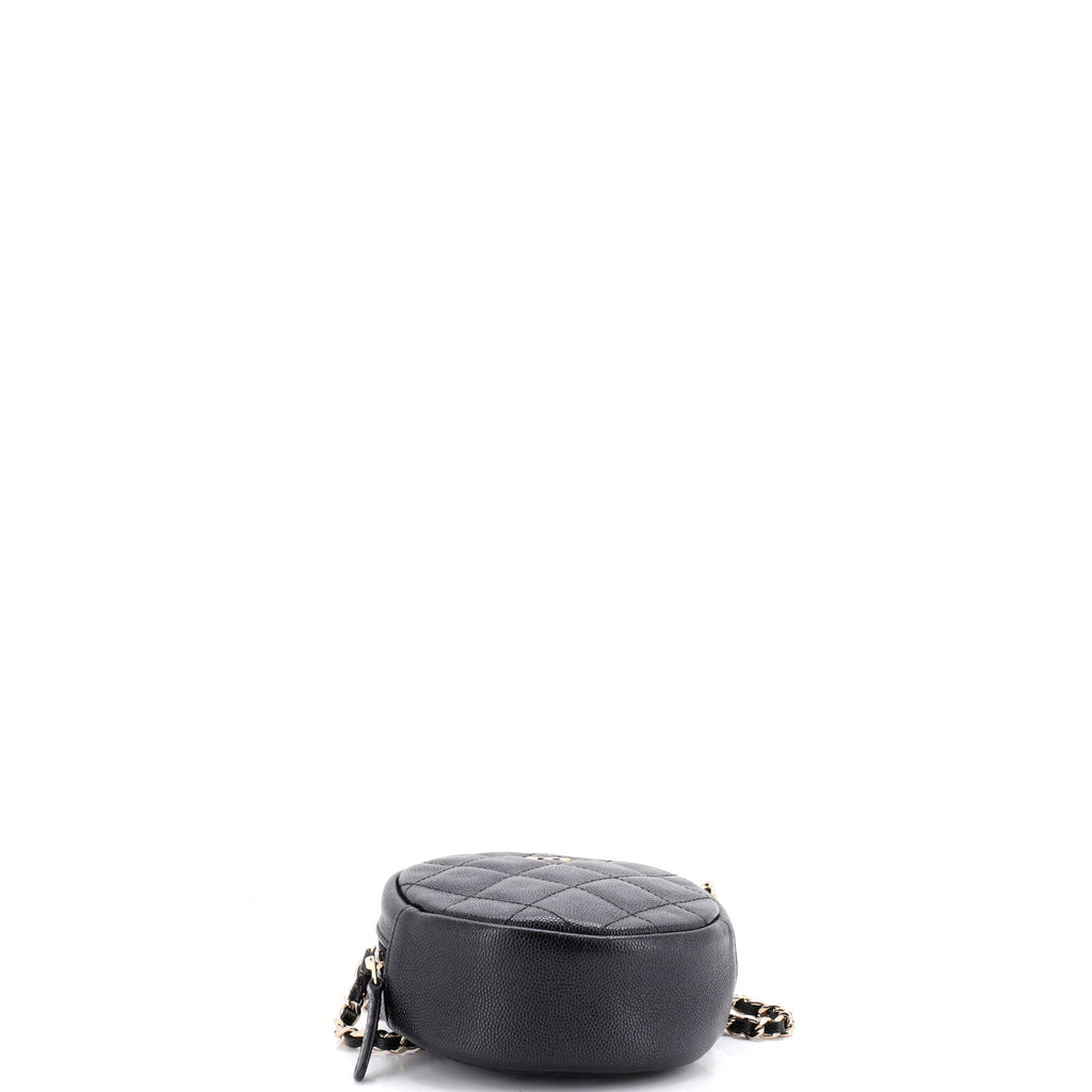 Miss Coco Round Clutch with Chain Quilted Caviar Mini