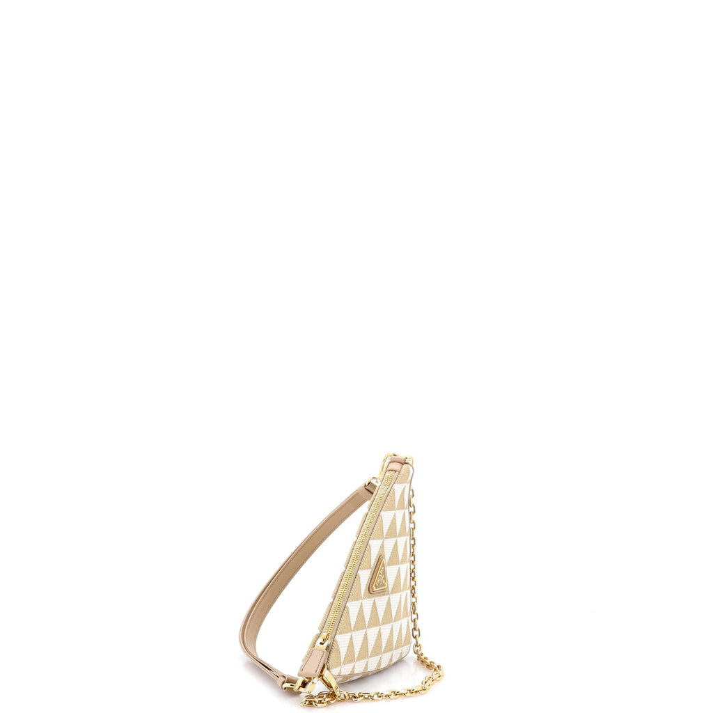 Symbole Triangle Bag Leather and Jacquard Mini