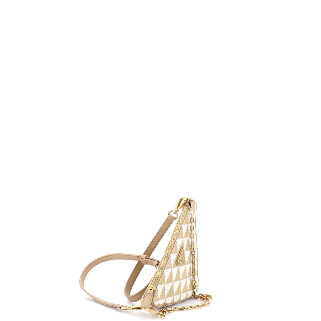 Symbole Triangle Bag Leather and Jacquard Mini