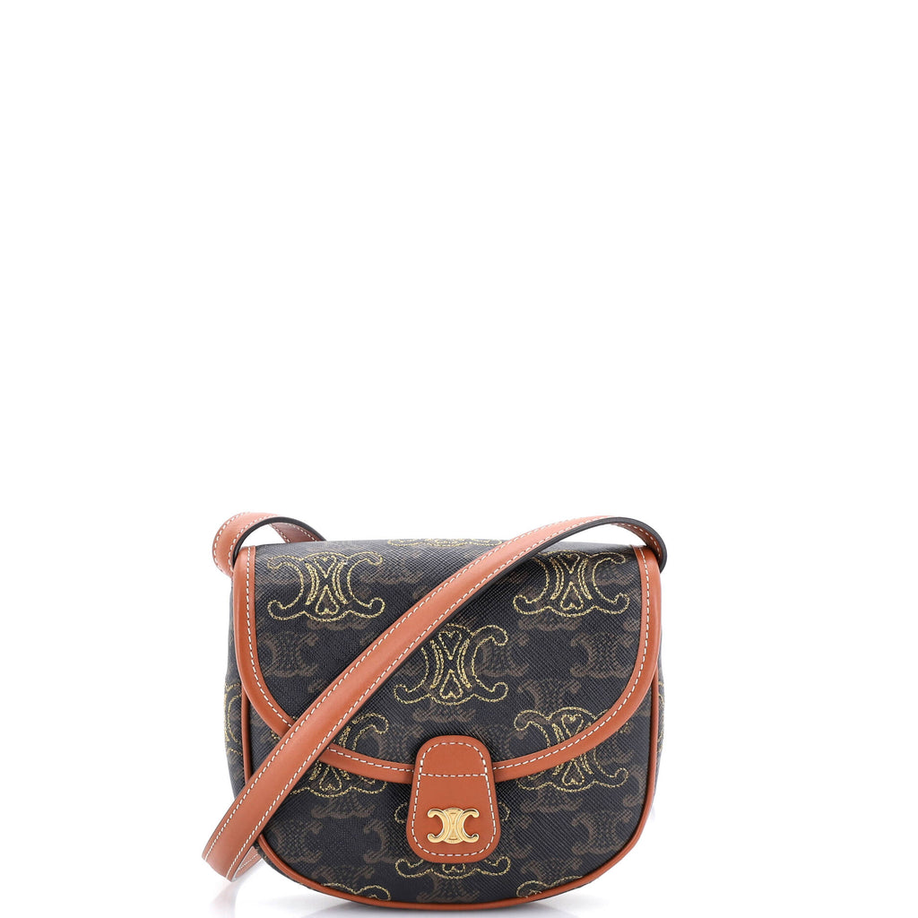 Besace Flap Bag Embroidered Triomphe Coated Canvas Mini