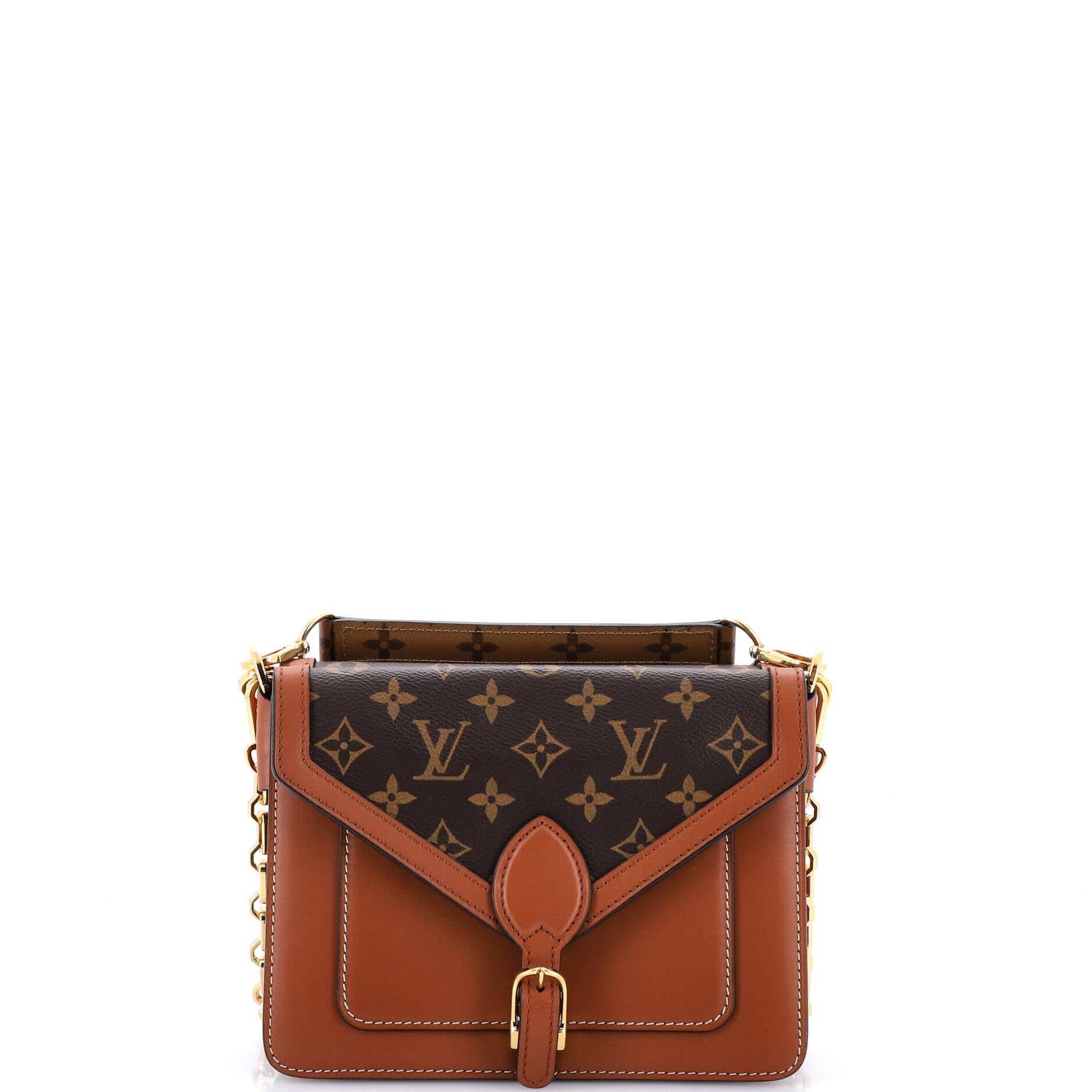 Biface Handbag Leather and Reverse Monogram Canvas