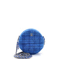 Round Clutch with Chain Quilted Tweed Mini