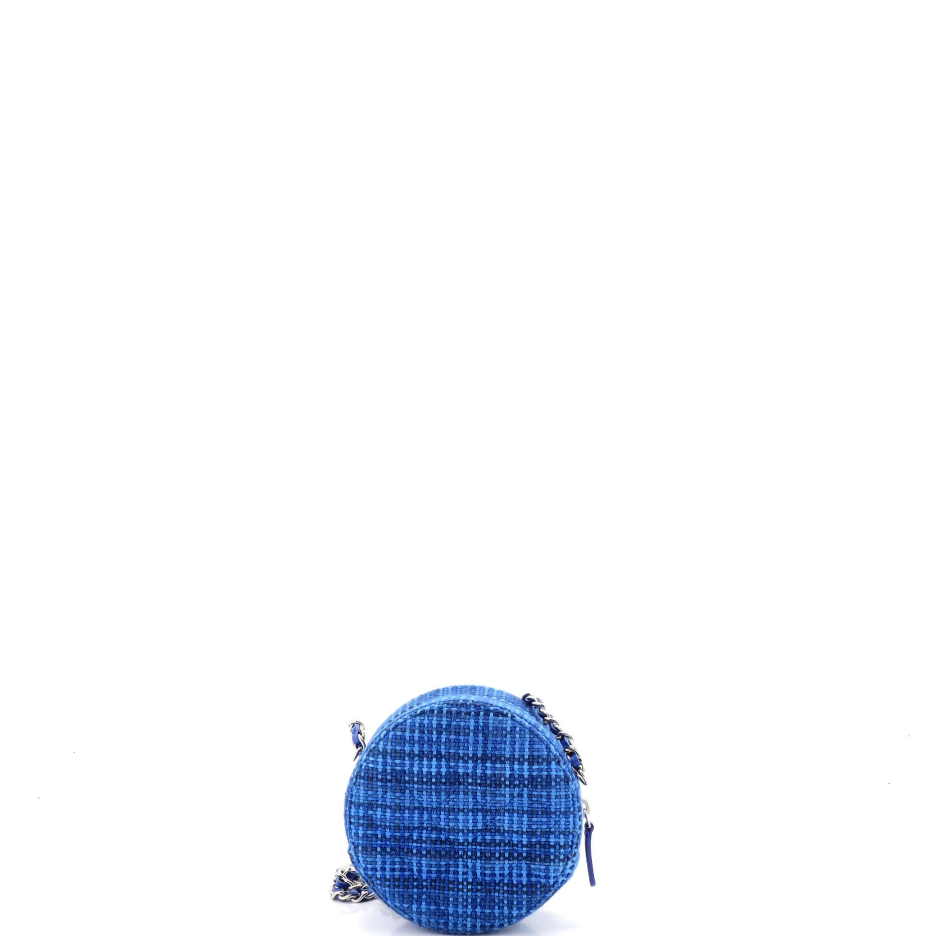 Round Clutch with Chain Quilted Tweed Mini