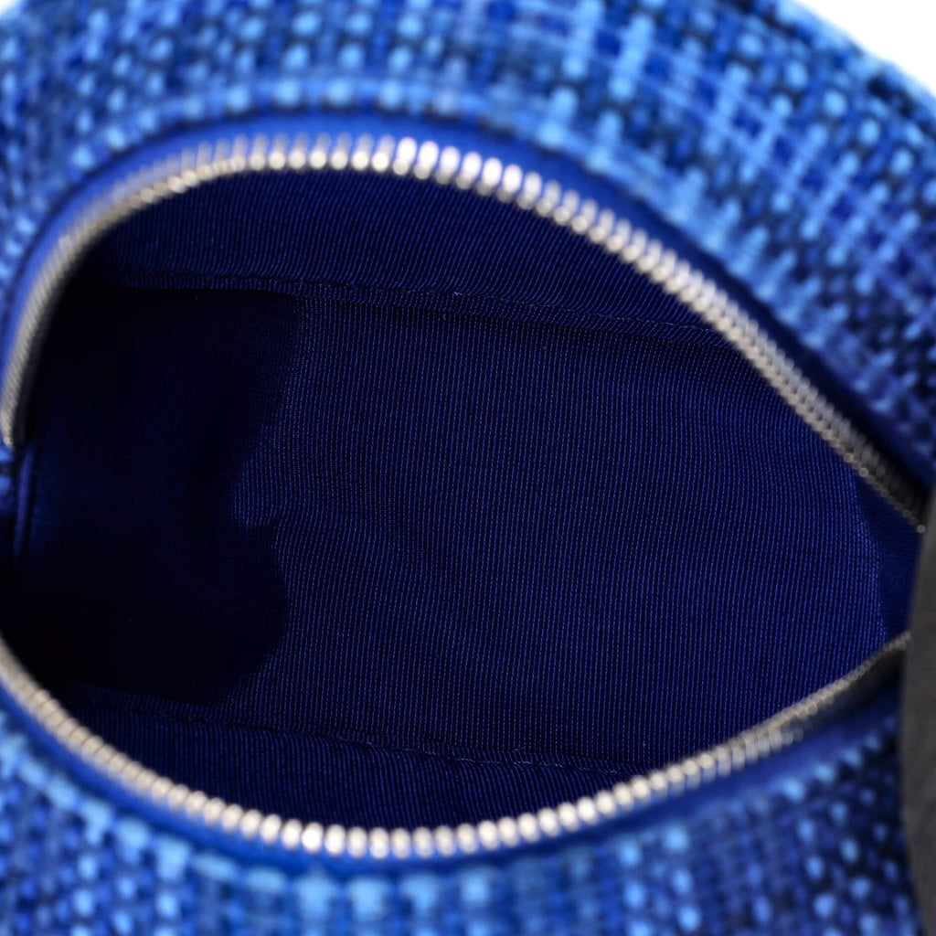 Round Clutch with Chain Quilted Tweed Mini